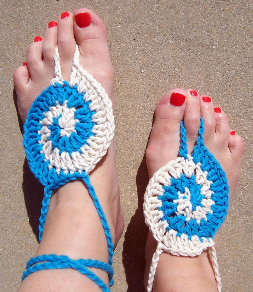 Barefoot Sandals Tourquoise Crochet, Beach wear, Nude shoes, Foot jewelry, Wedding, Victorian, Lace, Sexy, Yoga, Pool