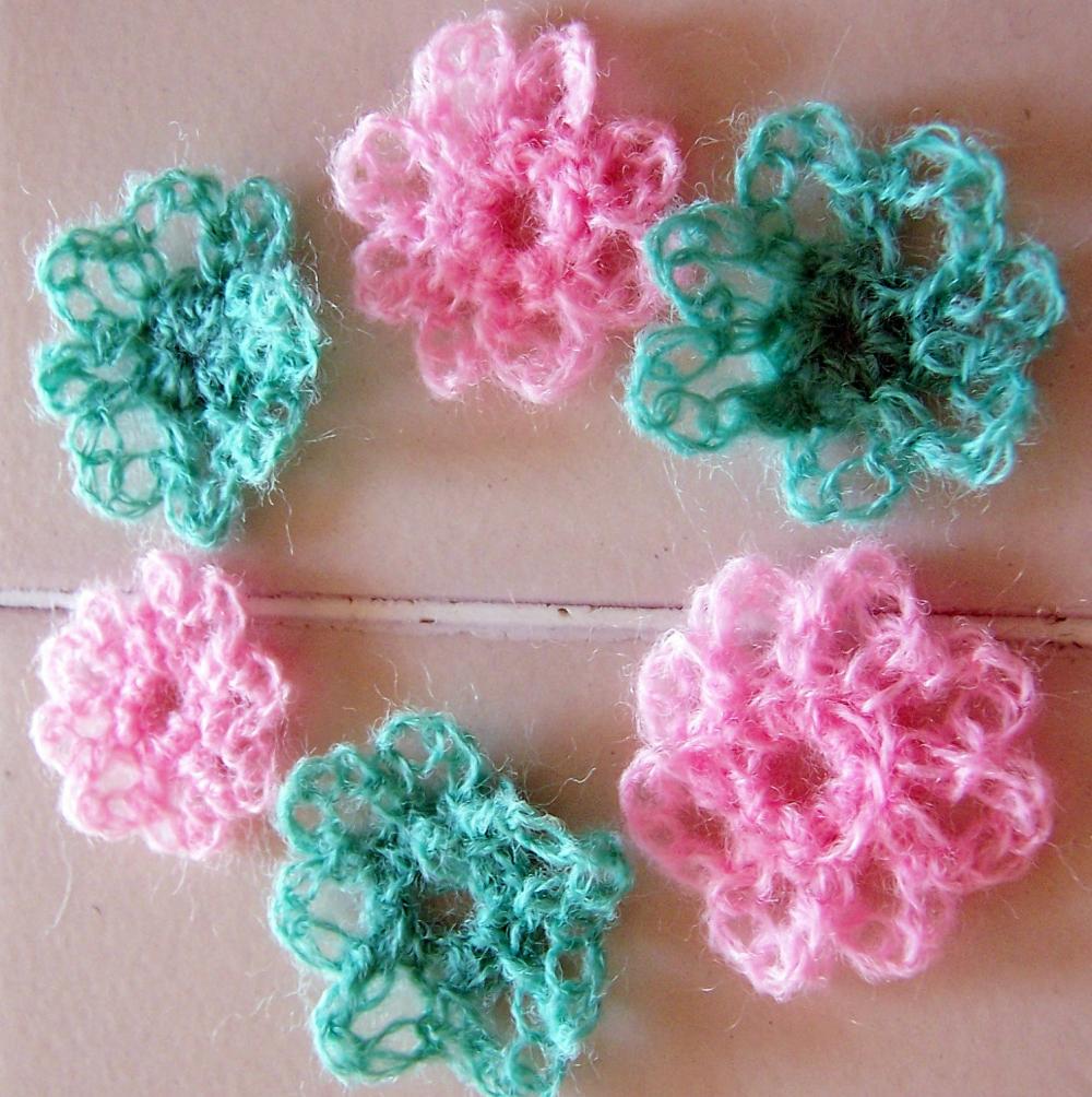 Flower Applique Crochet - 6 pieces