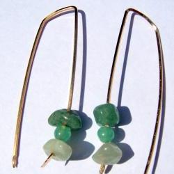 Jade Modern Style Earrings 14 k Gold-filled - 2 inches long